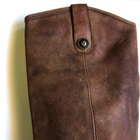 Frye Brown Leather Jackie Heeled High Knee Boots - Picture 4 of 16